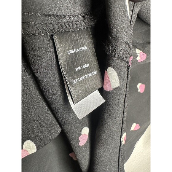 Torrid Shirt Womens Large Black Harper Heart Print Split Neck 3/4 Sleeve Blouse - Picture 4 of 5